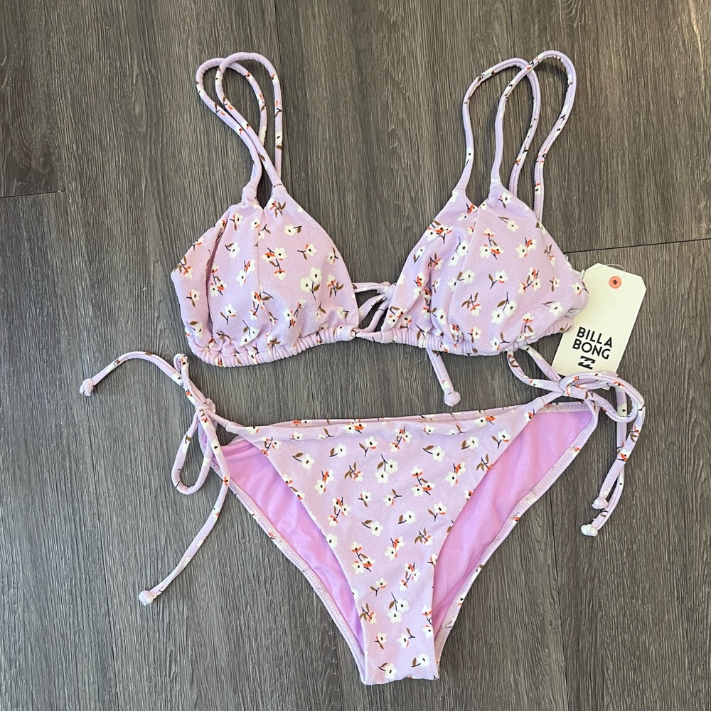 Lilac floral Billabong string bikini